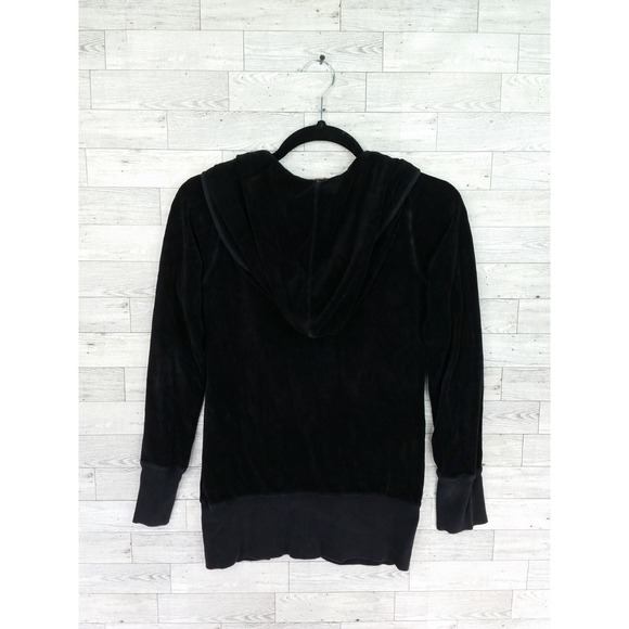 Juicy Couture Velour Velvet Zip Up Jacket Black Track Suit Jacket 90s Y2K Small - Picture 3 of 7